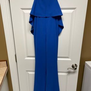 Cobalt blue Sugar Lips strapless jumpsuit.